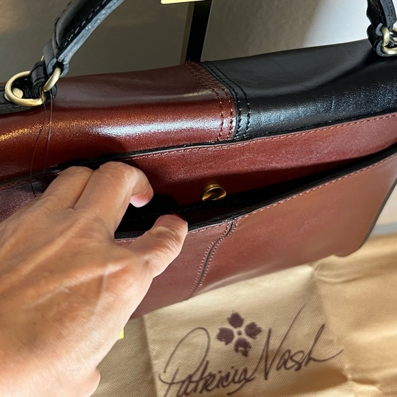 New Patricia Nash Yoeky Leather Top Handle Crossbody Vintage Color Block NWT - Picture 4 of 8